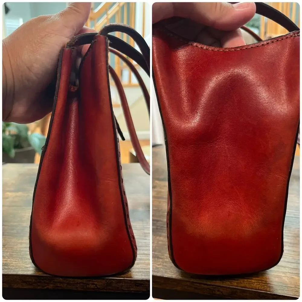 Y2K Fossil Leather Weathered Elongated Structured Shoulder Bag See Description